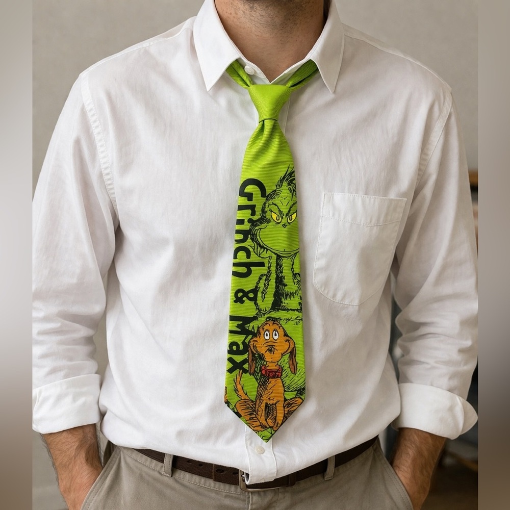 Reversible Dr. Seuss Grinch & Max Holiday Tie